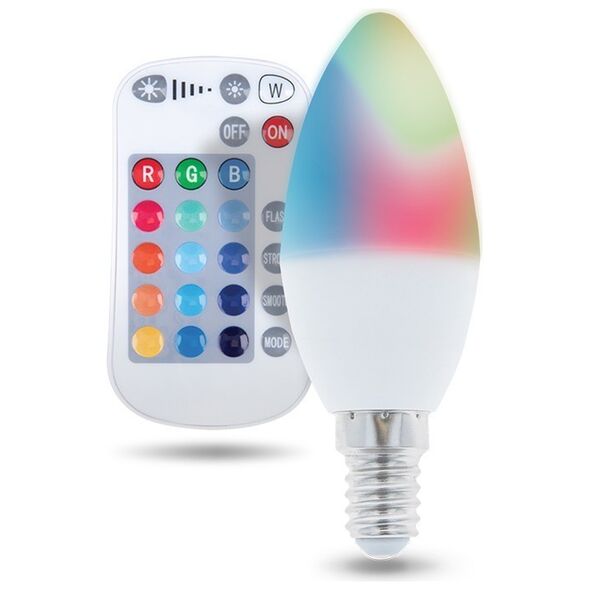 LED Bulb E14 C37 RGB + White 5W + RC Forever Light