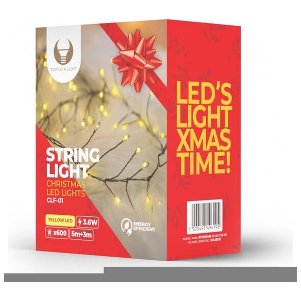 String Light GREEN TWIG CLF-01 600LED yellow 6m + 5m cable Forever Light