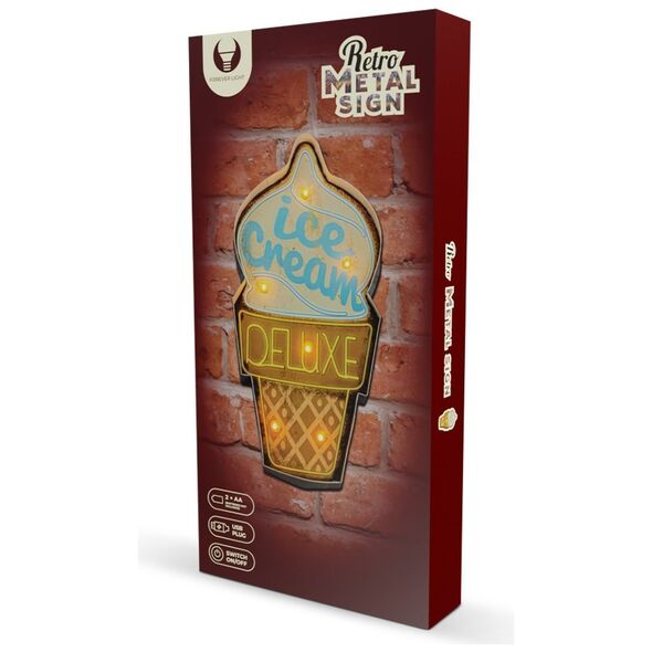 RETRO Metal Sign LED Ice Cream Forever Light