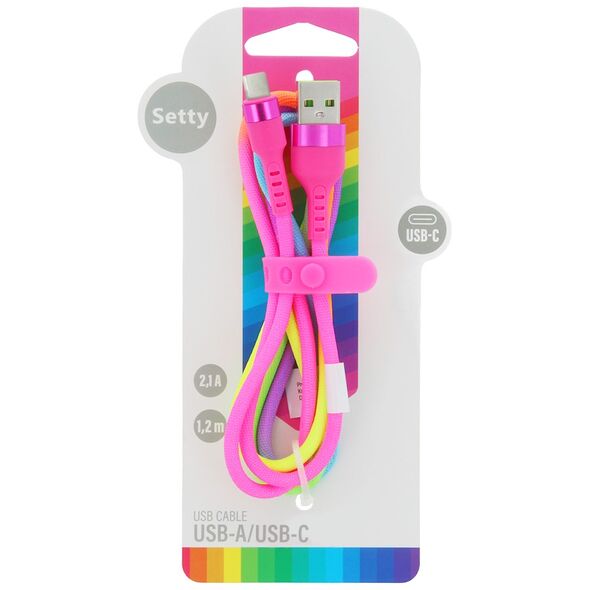 Setty USB - USB-C cable 1,2 m 2,1A KNA-C-1.22.113 rainbow