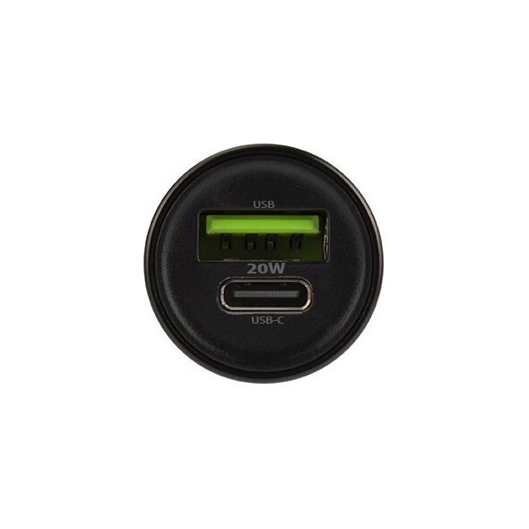 Maxlife MXCC-04 PD QC car charger 1x USB-C 1x USB 20W black + USB-C - Lightning cable 27W
