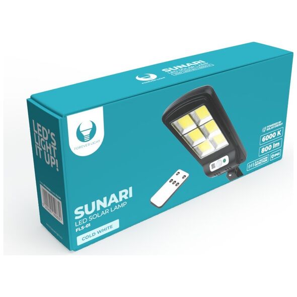 SUNARI Solar Lamp LED FLS-01 6*COB PIR 10W 800lm 6000K 2400mAh Li-Ion + RC Forever Light