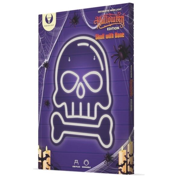 Neon PLEXI LED SKULL WITH BONE white FPNE18 Forever Light