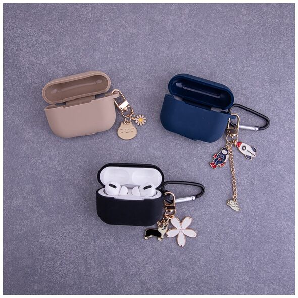 Case for Airpods / Airpods 2 dark blue with pendant