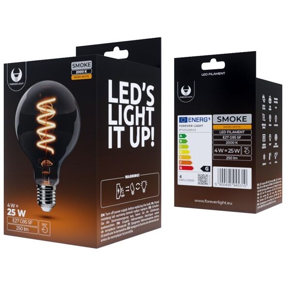 LED Bulb Filament E27 G95 4W 230V 2000K 250lm SF smoked Forever Light