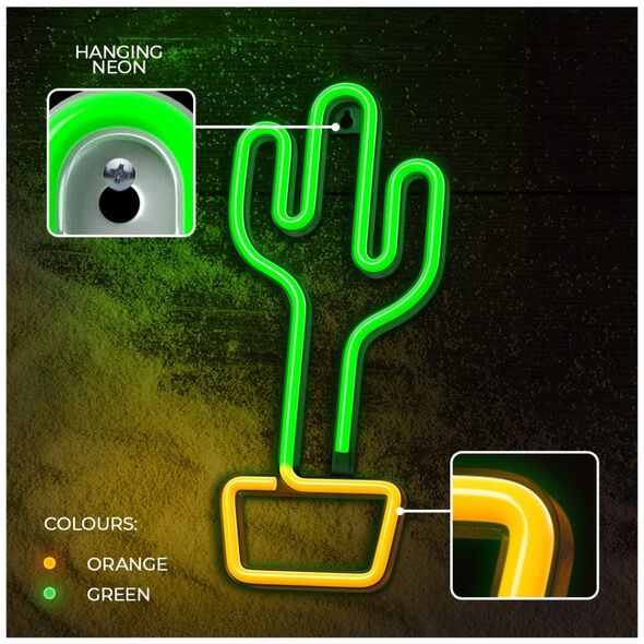 Neon LED Light CACTUS orange green Bat + USB FLNEO2 Forever Light