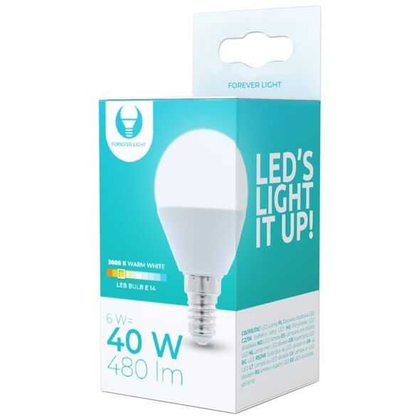 LED bulb E14 G45 6W 3000K 480lm Forever Light
