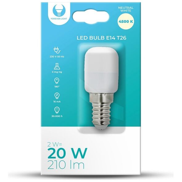 Bulb LED E14 T26 2W 210lm 4500K Forever Light