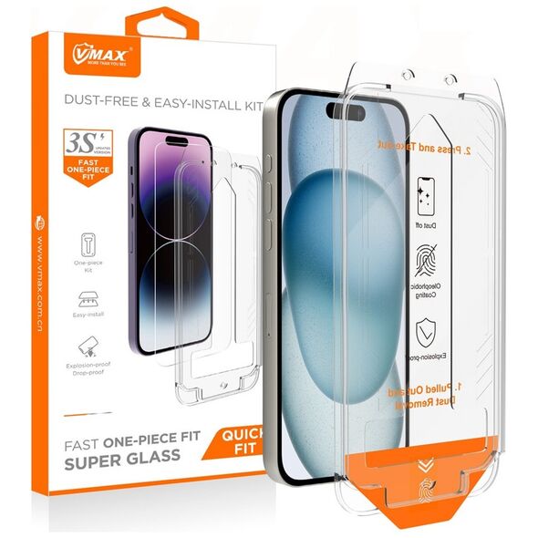 Vmax tempered glass easy install 2,5D Normal Glass for iPhone 12 / iPhone 12 Pro 6,1&quot; easy install kit