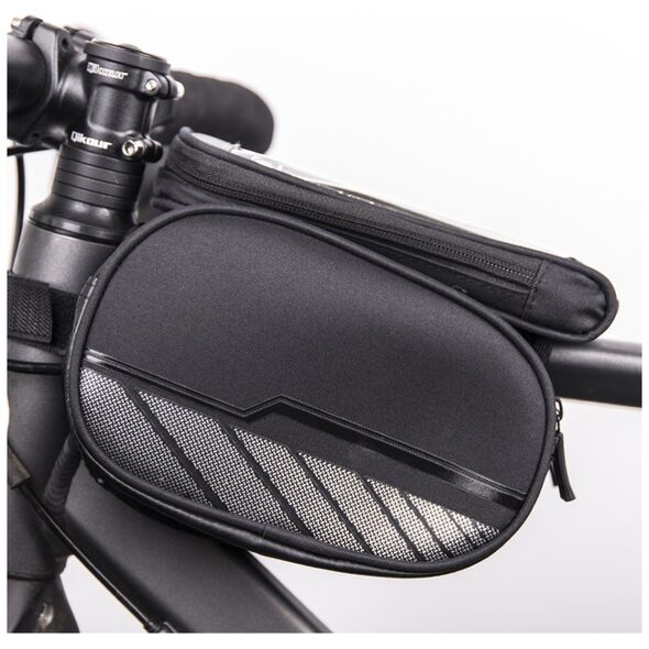 Waterproof bicycle frame bag with a removable phone case black