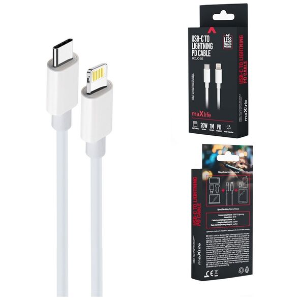 Maxlife MXUC-05 cable USB-C - Lightning 2,0 m 20W white