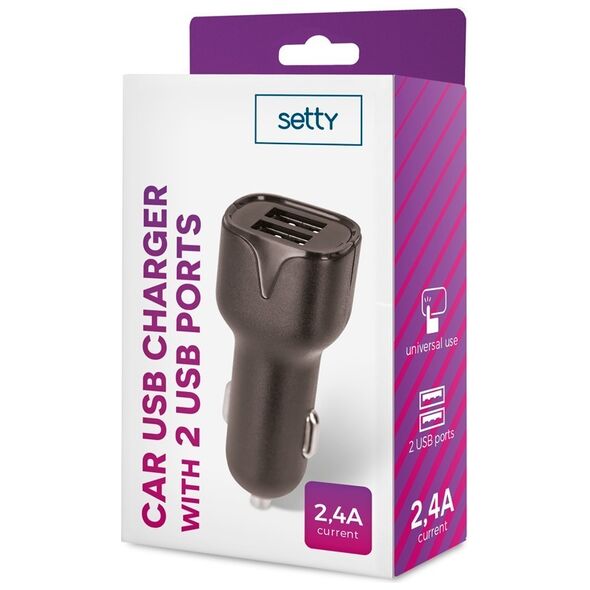 Setty car charger 2x USB 2,4A black
