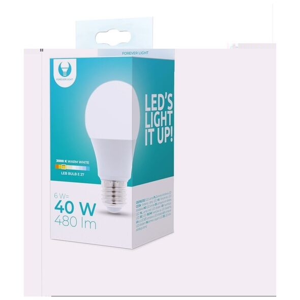 LED Bulb E27 A60 6W 230V 3000K 480lm Forever Light