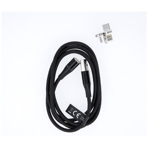 Maxlife MXUC-03 magnetic cable USB - Lightning + USB-C + microUSB 1,0 m 3A black nylon