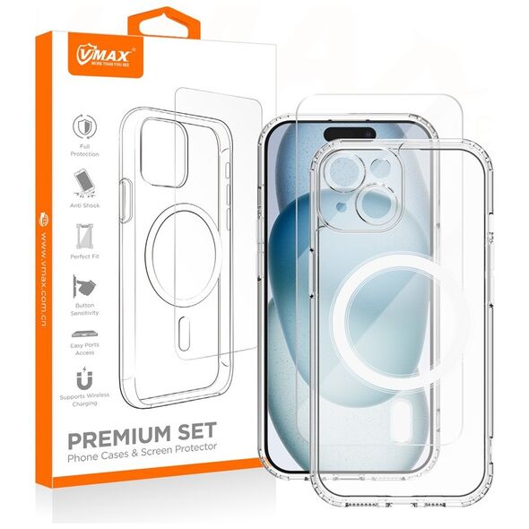Vmax set Mag case + glass 2,5D premium for iPhone 15 Plus 6,7&quot;
