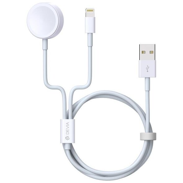 Devia cable Smart 2in1 V2 USB - Lightning white with inductive charger for Apple Watch