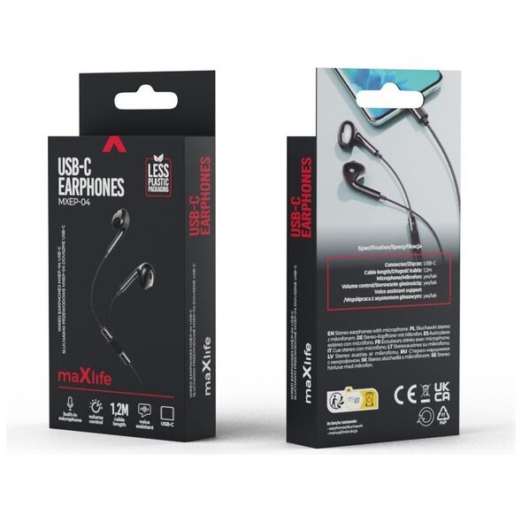 Maxlife wired earphones MXEP-04 USB-C black
