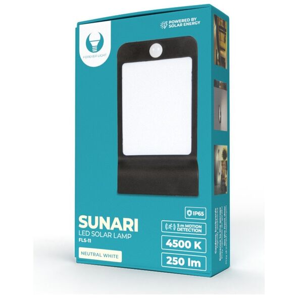 SUNARI Solar Lamp LED FLS-11 32*SMD PIR 5W 250lm 4500K 1200mAh Li-ion Black Forever Light