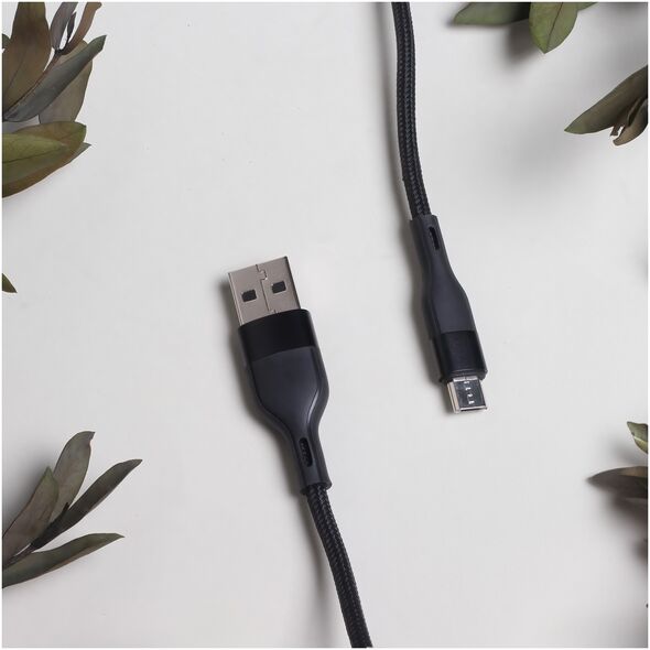 Maxlife MXUC-07 cable USB - microUSB 1,0 m 2,4A black nylon