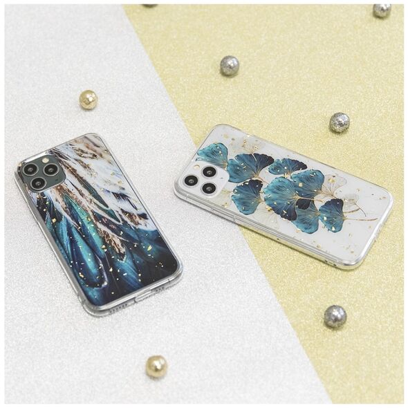 Gold Glam case for Samsung Galaxy A54 5G feathers