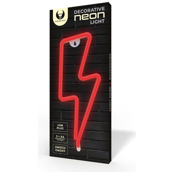 Neon LED Light BOLT red Bat + USB FLNEO6 Forever Light