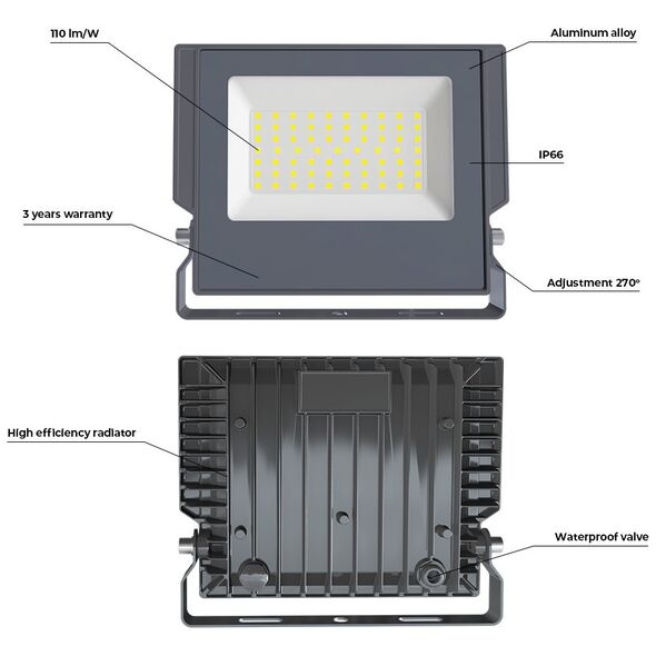 Floodlight LED ASPIRE 100W 4500K 11000lm 230V Forever Light