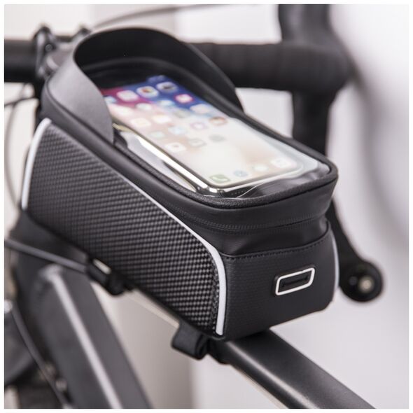 Waterproof bike frame bag with shielded phone holder Model02 black