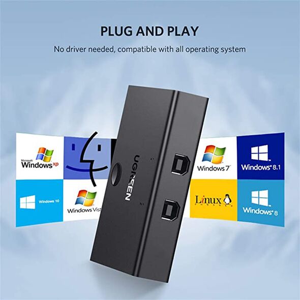 Ugreen Ugreen - Sharing Switcher (30345) - USB-B 2.0 to 2x Computers, up to 480Mbps - Black 6957303833450 έως 12 άτοκες Δόσεις