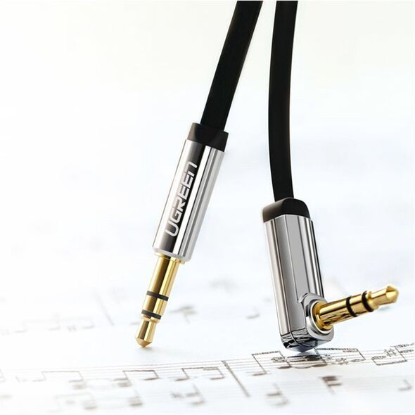 Ugreen Ugreen - Audio Cable Flat Design (10728) - Jack 3.5mm to Angled Jack 3.5mm, 3m - Black 6957303817283 έως 12 άτοκες Δόσεις