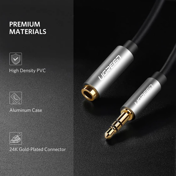 Ugreen Ugreen - Audio Cable Gold Plated Connector (10594) - Jack 3.5mm Male to Jack 3.5mm Female Extension, 2m - Black 6957303815944 έως 12 άτοκες Δόσεις