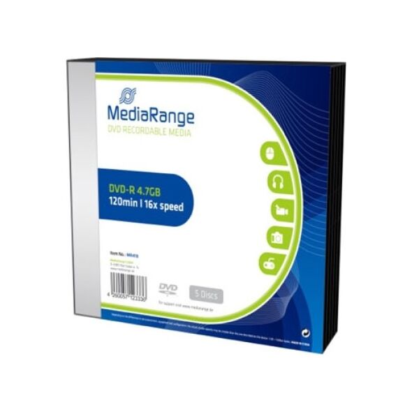 MediaRange DVD-R 120' 4.7GB 16x Slimcase Pack x 5 (MR418) έως 12 άτοκες Δόσεις