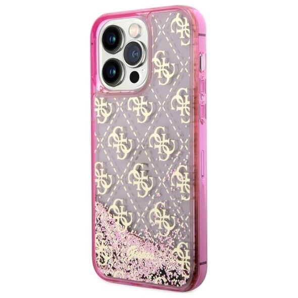 Guess case for iPhone 14 Pro 6,1&quot; GUHCP14LLC4PSGP pink hardcase Liquid Glitter 4G Translucent 3666339116255