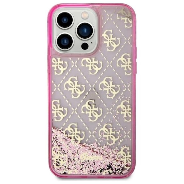 Guess case for iPhone 14 Pro 6,1&quot; GUHCP14LLC4PSGP pink hardcase Liquid Glitter 4G Translucent 3666339116255