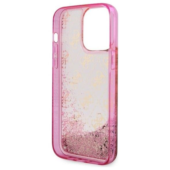 Guess case for iPhone 14 Pro 6,1&quot; GUHCP14LLC4PSGP pink hardcase Liquid Glitter 4G Translucent 3666339116255