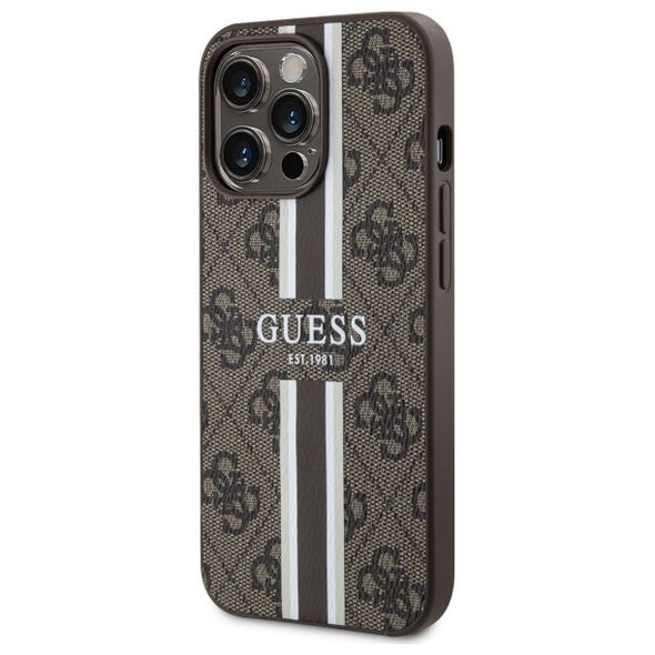 Guess case for iPhone 13 Pro 6,1&quot; GUHMP13LP4RPSW brown harcase Magsafe 4G Printed Stripes 3666339119751