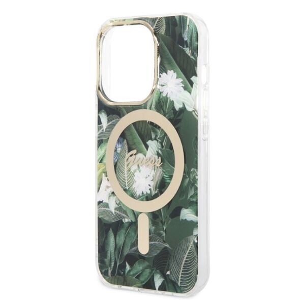 Guess set case + charger for iPhone 14 Pro Max 6,7&quot; GUBPP14XHJEACSA green hard case Jungle MagSafe 3666339103286