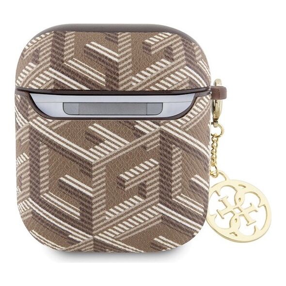 Guess case for AirPods 1 / 2 GUA2PGCE4CW brown Gcube Classic Gold Logo W/Charm 3666339171155