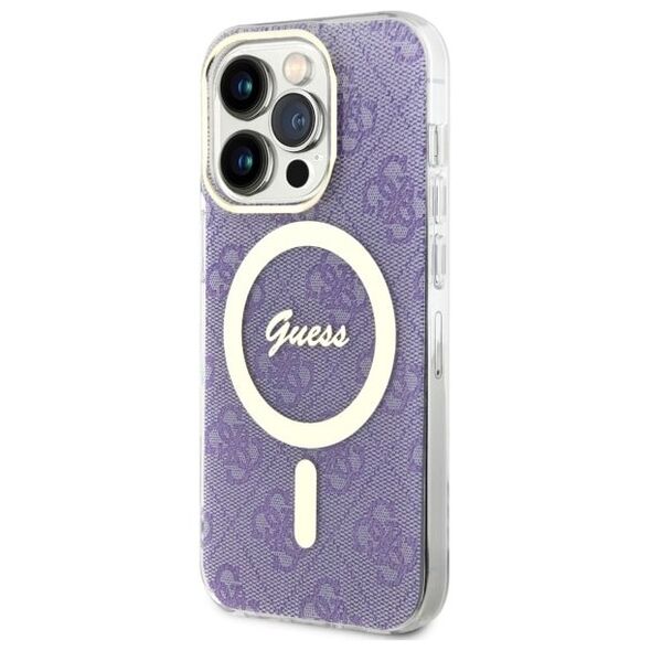 Guess case for iPhone 14 Pro 6,1&quot; GUHMP14LH4STU purple hard case 4G MagSafe 3666339118242