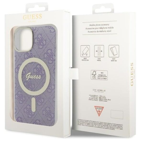 Guess case for iPhone 14 Plus 6,7&quot; GUHMP14MH4STU purple hard case 4G MagSafe 3666339127206
