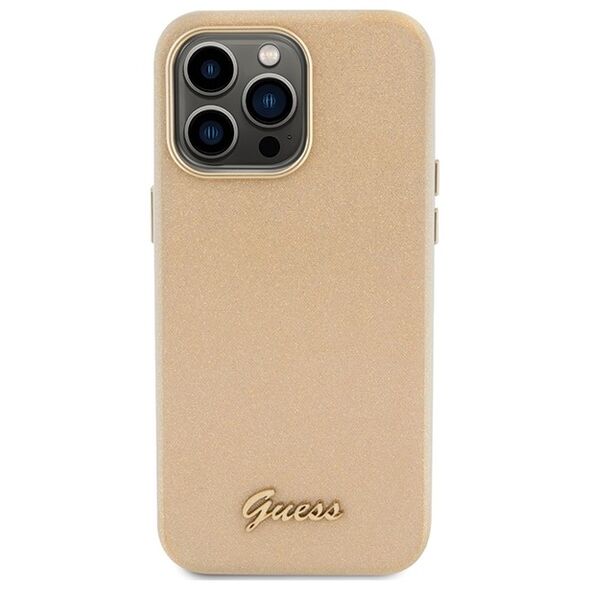 Guess case for iPhone 15 Pro 6.1&quot; GUHCP15LPGMCSD gold hardcase Glitter Glossy Script 3666339155506