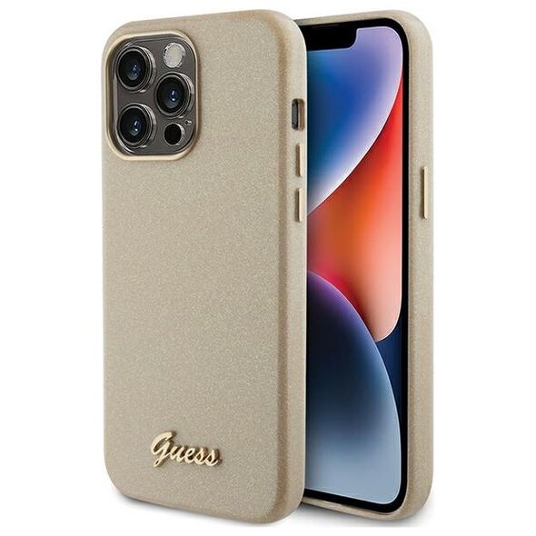 Guess case for iPhone 15 Pro Max 6.7&quot; GUHCP15XPGMCSD gold gold hardcase Glitter Glossy Script 3666339155513