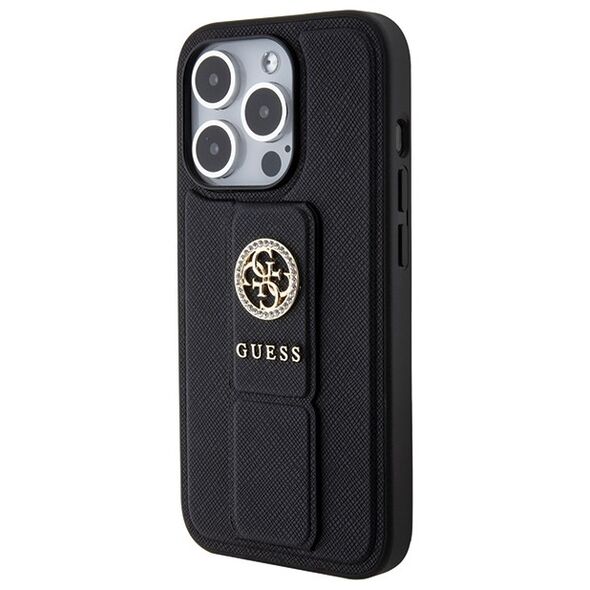 Guess case for iPhone 15 Pro 6,1&quot; GUHCP15LPGSSADK black HC GRIPSTAND SAFFIANO 4G STRASS 3666339198435