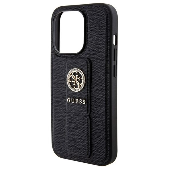 Guess case for iPhone 15 Pro 6,1&quot; GUHCP15LPGSSADK black HC GRIPSTAND SAFFIANO 4G STRASS 3666339198435