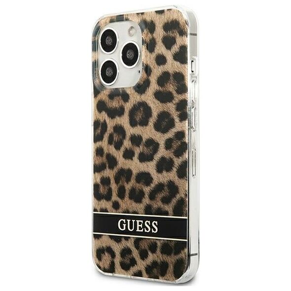 Guess case for IPhone 13 Pro 6,1&quot; GUHCP13LHSLEOW hard case brown Leopard Electro Stripe 3666339047382
