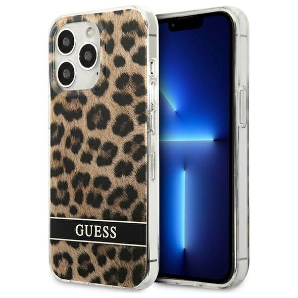 Guess case for IPhone 13 Pro 6,1&quot; GUHCP13LHSLEOW hard case brown Leopard Electro Stripe 3666339047382