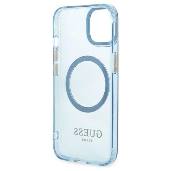 Guess case for iPhone 13 Pro / 13 6,1&quot; GUHMP13LHTCMB blue hard case Gold Outline Translucent MagSafe 3666339056995