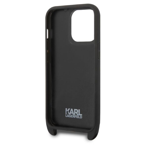 Karl Lagerfeld case for iPhone 14 Pro 6,1&quot; KLHCP14LSTMMK black hardcase Monogram Plaque Logo Strap 3666339093259