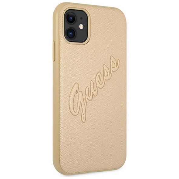 Guess case for iPhone 12 Pro Max 6,7&quot; GUHCP12LRSAVSLG gold hard case Saffiano Vintage Script 3666339004439