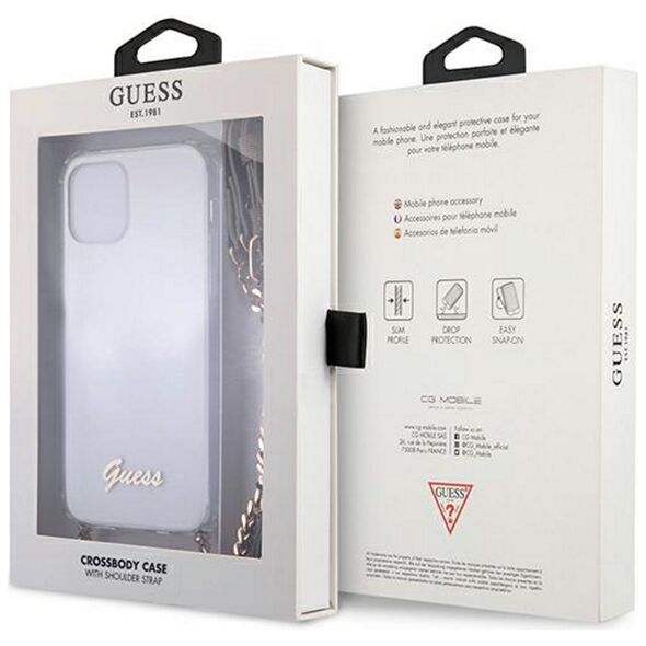 Guess case for iPhone 12 / 12 Pro 6,1&quot; GUHCP12MKC4GSGO transparent hard case 4G Gold Chain 3666339003616