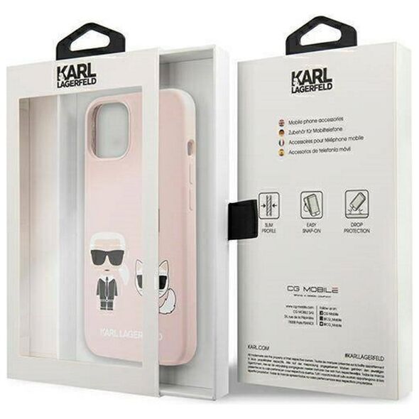 Karl Largerfeld case for IPhone 13 Pro KLHMP13LSSKCI pink hard case Silicone Karl & Choupette Magsafe 3666339035143